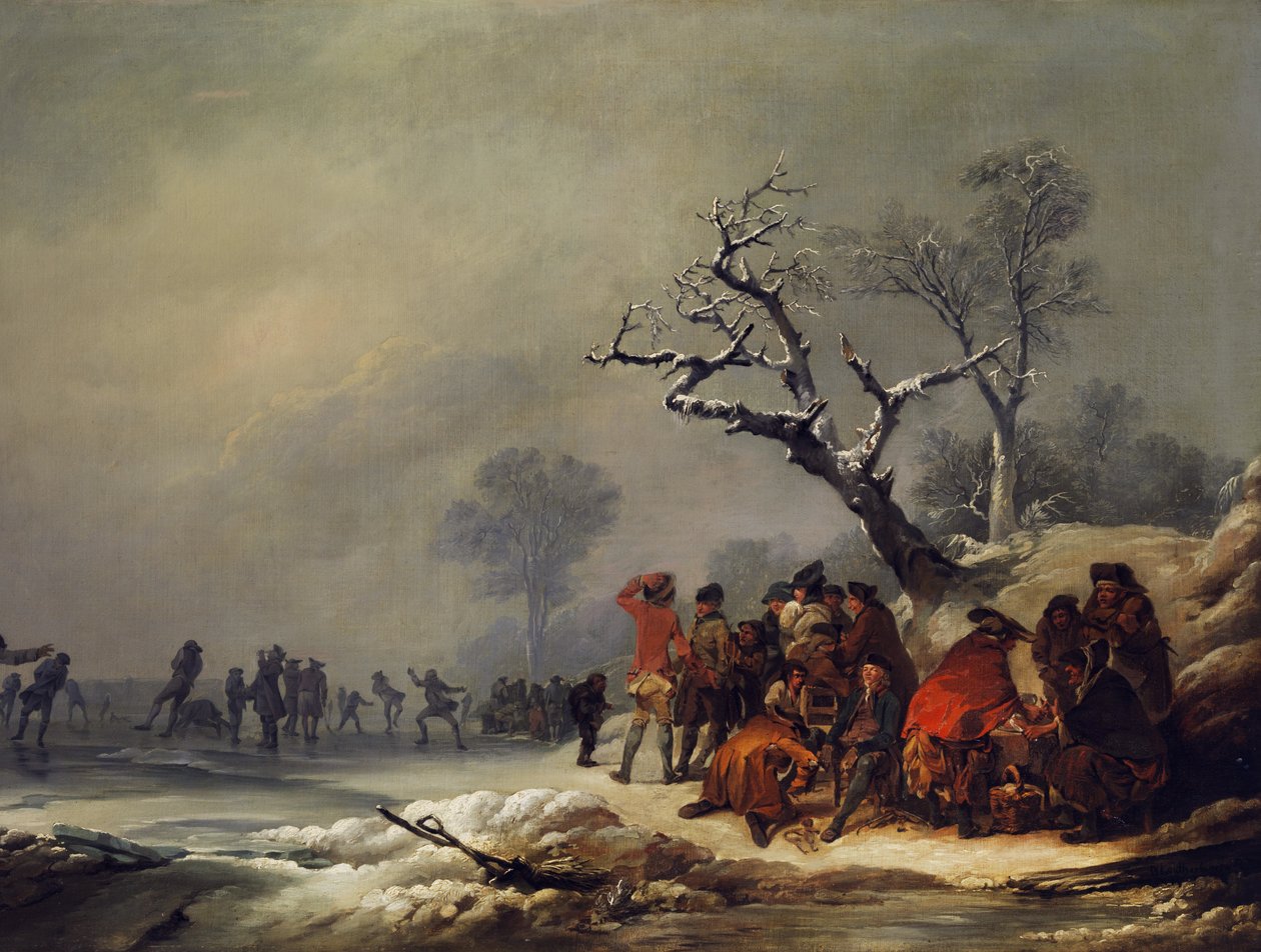 Vila samhället i vintrig njutning av Philip James de Loutherbourg