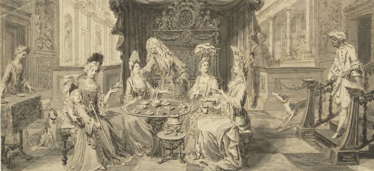 Elegant Society vid Round Table, um 1700 av Philip Tidemann