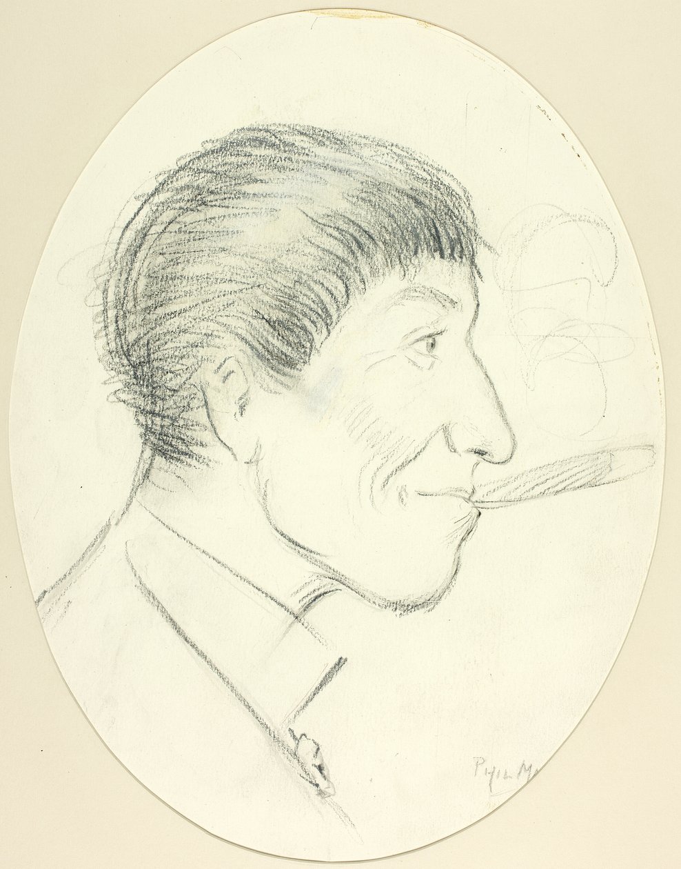 Profil av man som röker cigarr av Philip William May