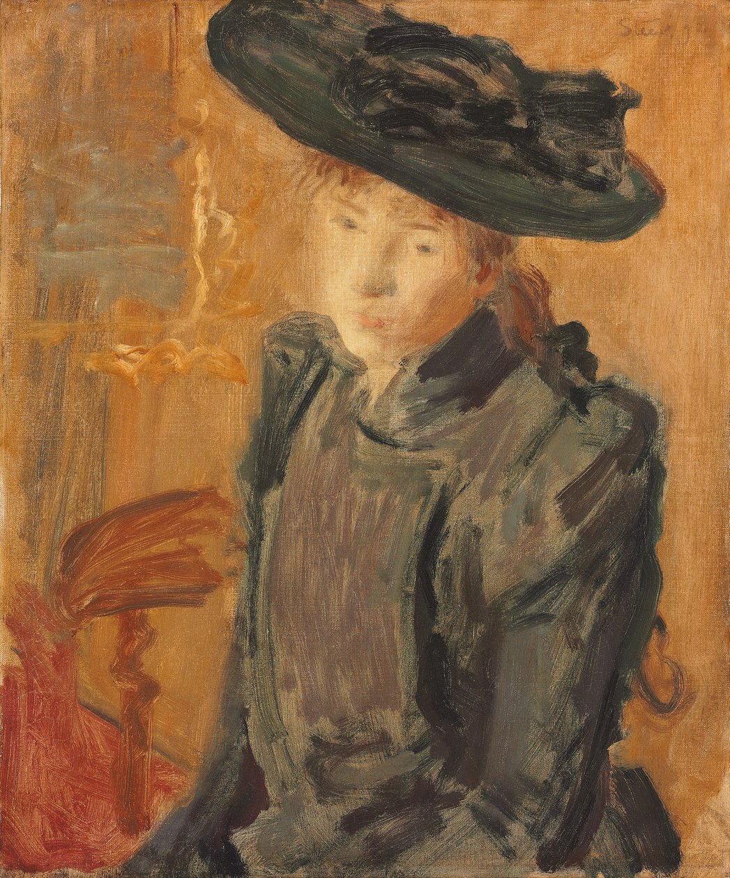 Flicka i en stor hatt av Philip Wilson Steer
