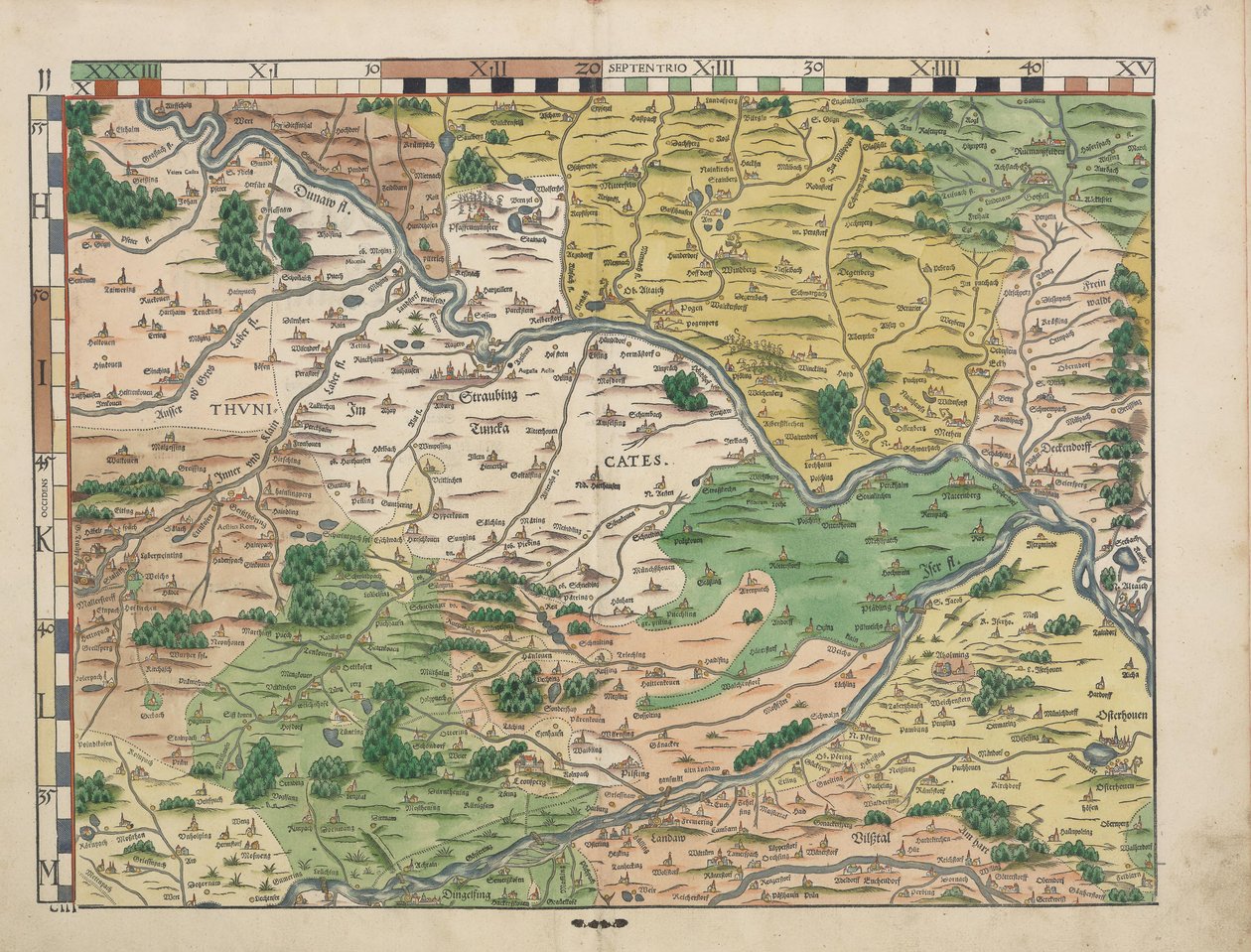 Bayerska countrytabletter från 1568 (tallrik 11) av Philipp Apian