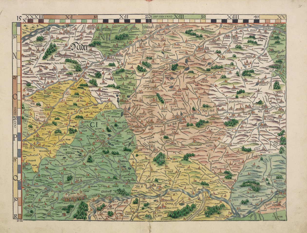 Bairische Landtafeln från 1568 (plansch 15) av Philipp Apian