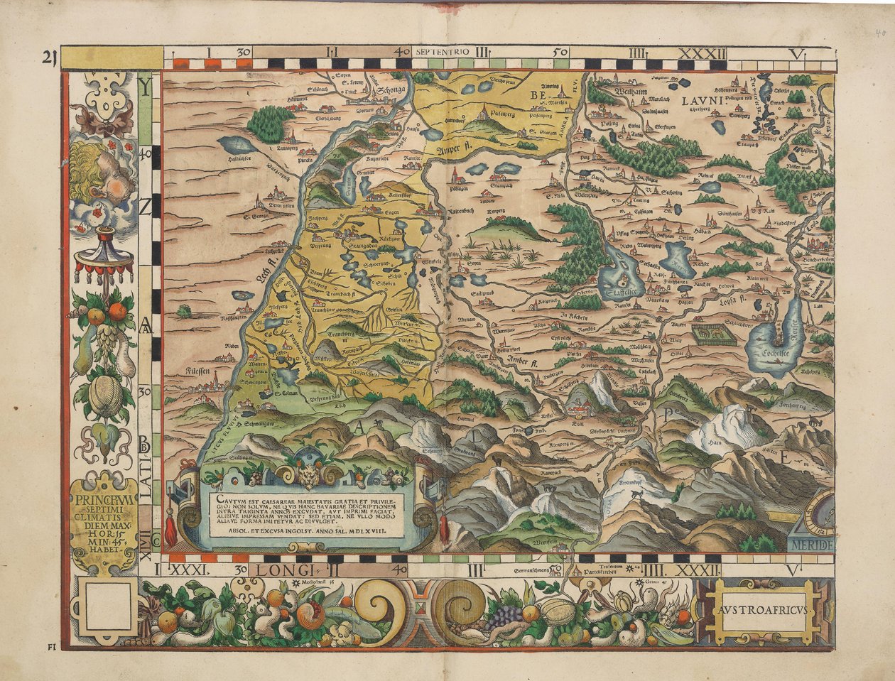 Bairische Landtafeln från 1568 (plansch 21) av Philipp Apian