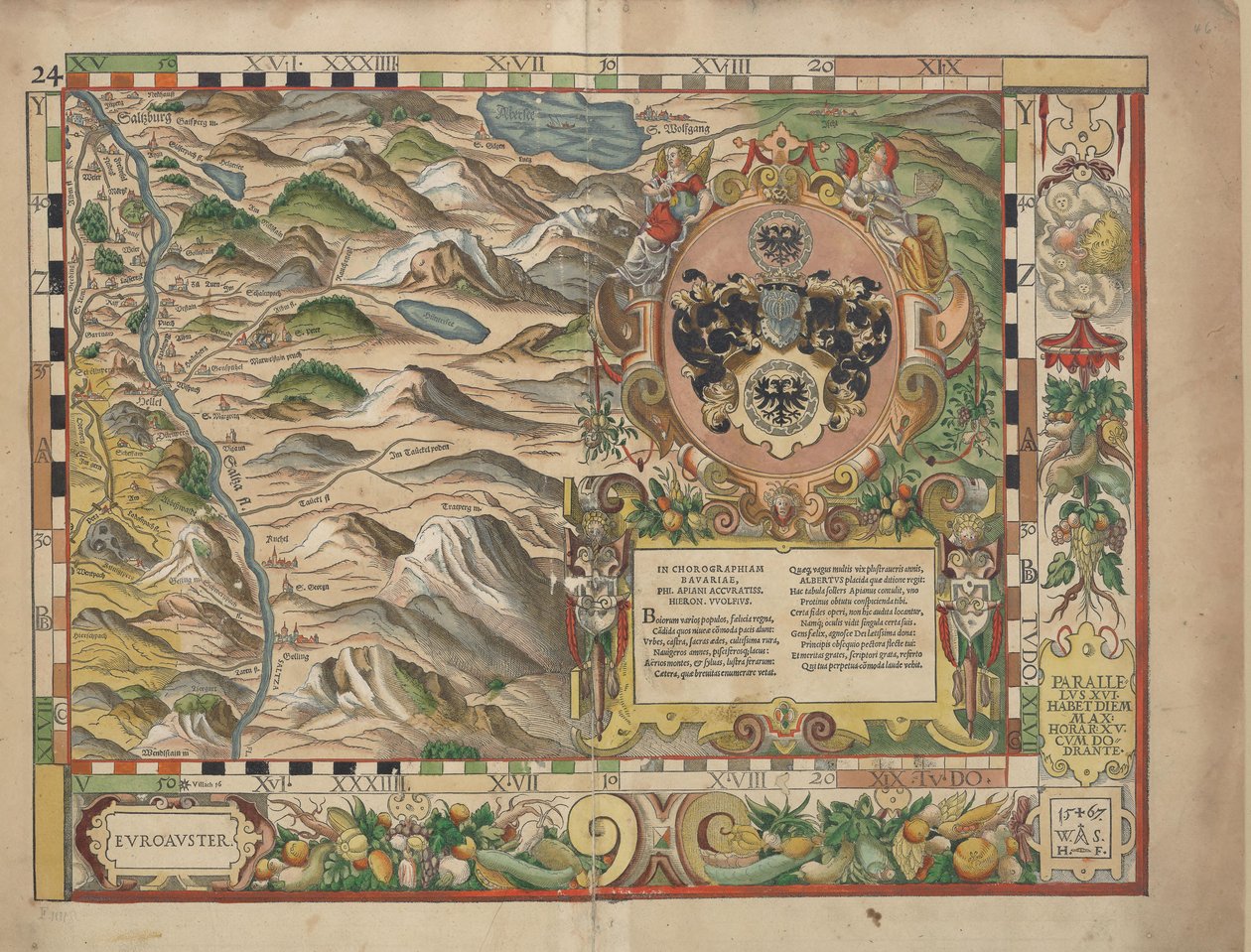 Bayerska countrytabletter från 1568 (tallrik 24) av Philipp Apian