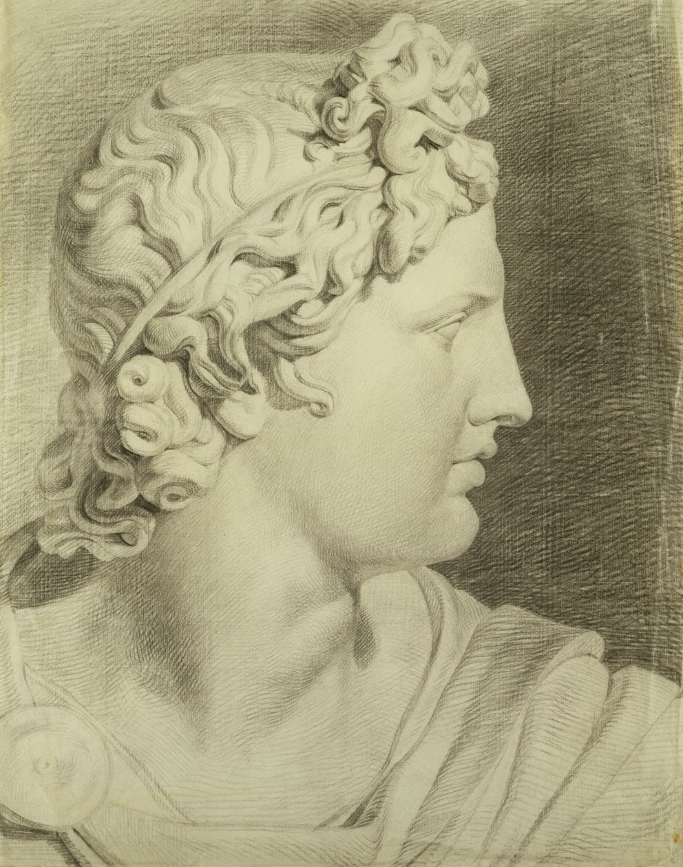Apollonhuvud från Belvedere i profil till höger, 1800 (svart krita på papper) av Philipp Otto Runge