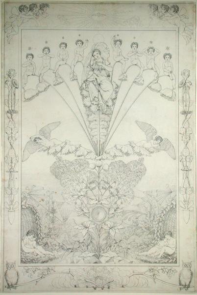 Natt (koppardrag), 1803 (penna och svart bläck på papper) av Philipp Otto Runge