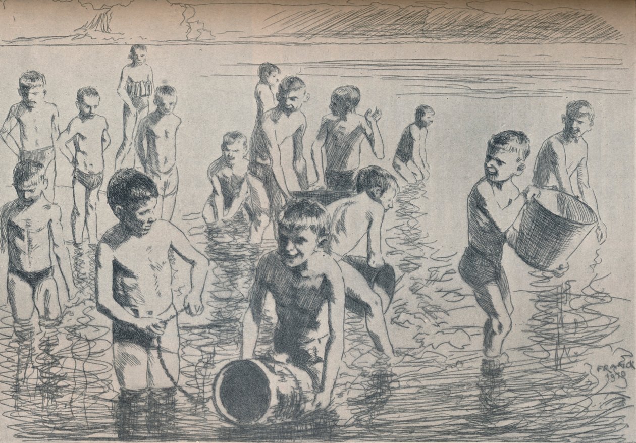 Pojkar badar, c1911 av Philipp Franck