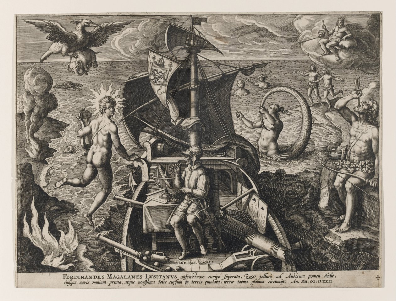 Ferdinando Magallanes Lusitanus of America Retetio, 1591 av Philipp Galle