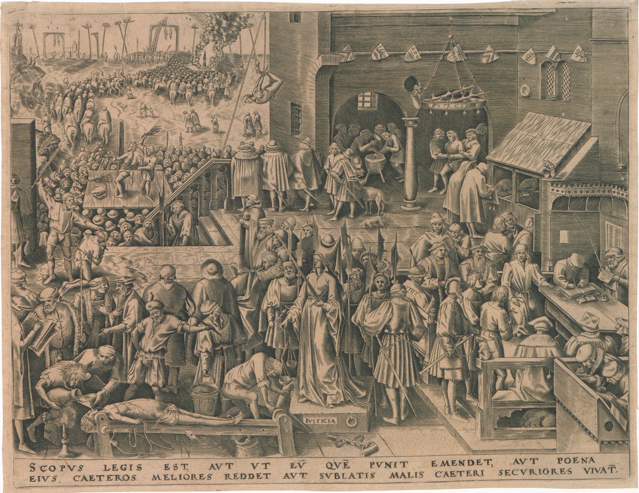 Justitia Justice från De sju dygderna, 1559. av Philipp Galle