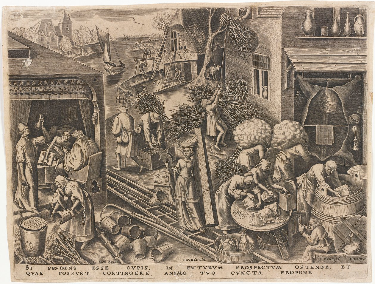 Prudentia Prudence från De sju dygderna, 1559. av Philipp Galle