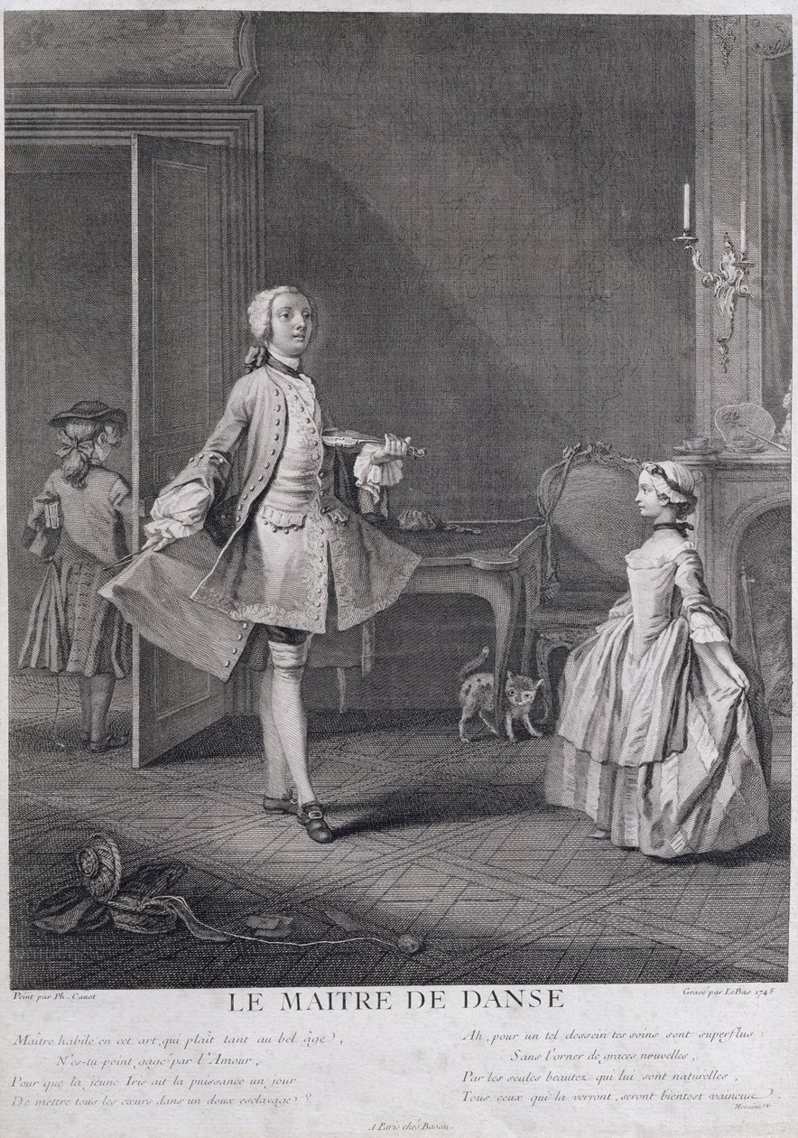 Den dansande mästaren, graverad av Jacques Philippe Le Bas (1707-83), 1745 av Philippe Canot