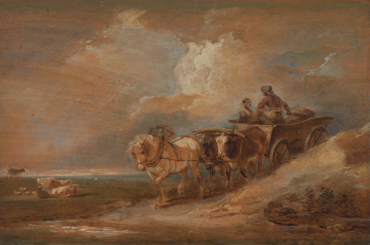 Landscape with Horse and Oxen Cart av Philippe Jacques de Loutherbourg