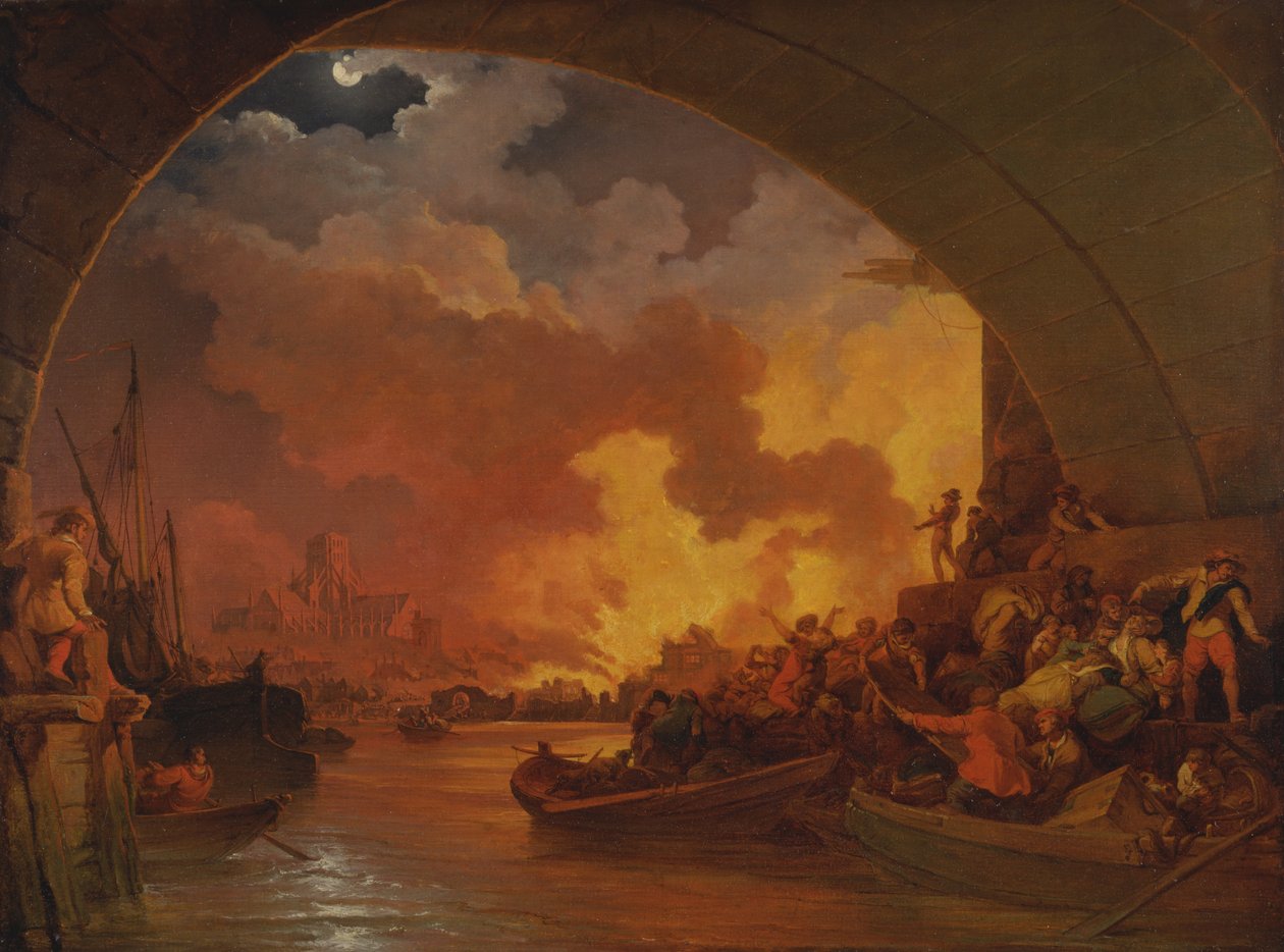 The Great Fire of London av Philippe Jacques de Loutherbourg