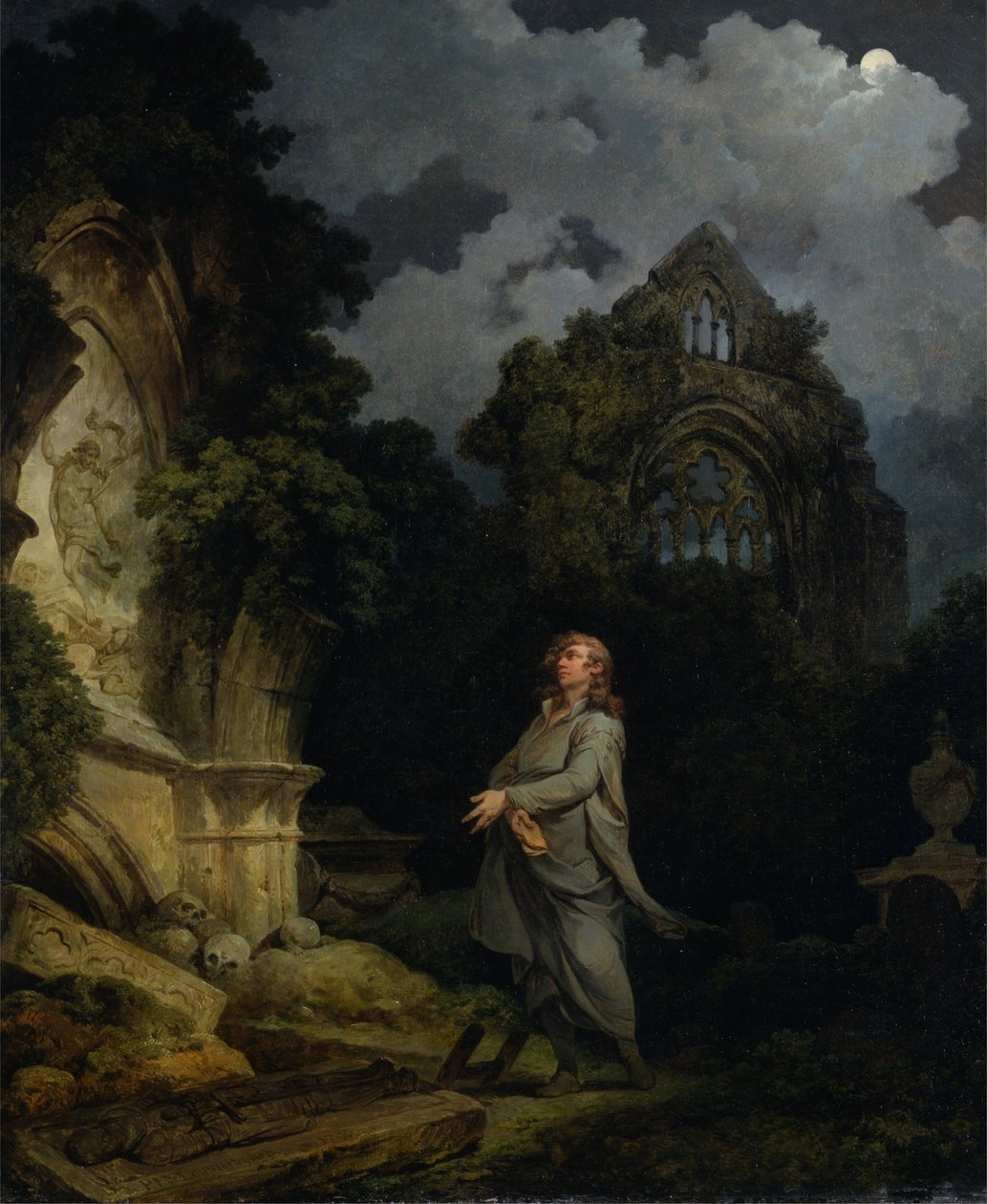 Visitor to a Moonlit Churchyard av Philippe Jacques de Loutherbourg