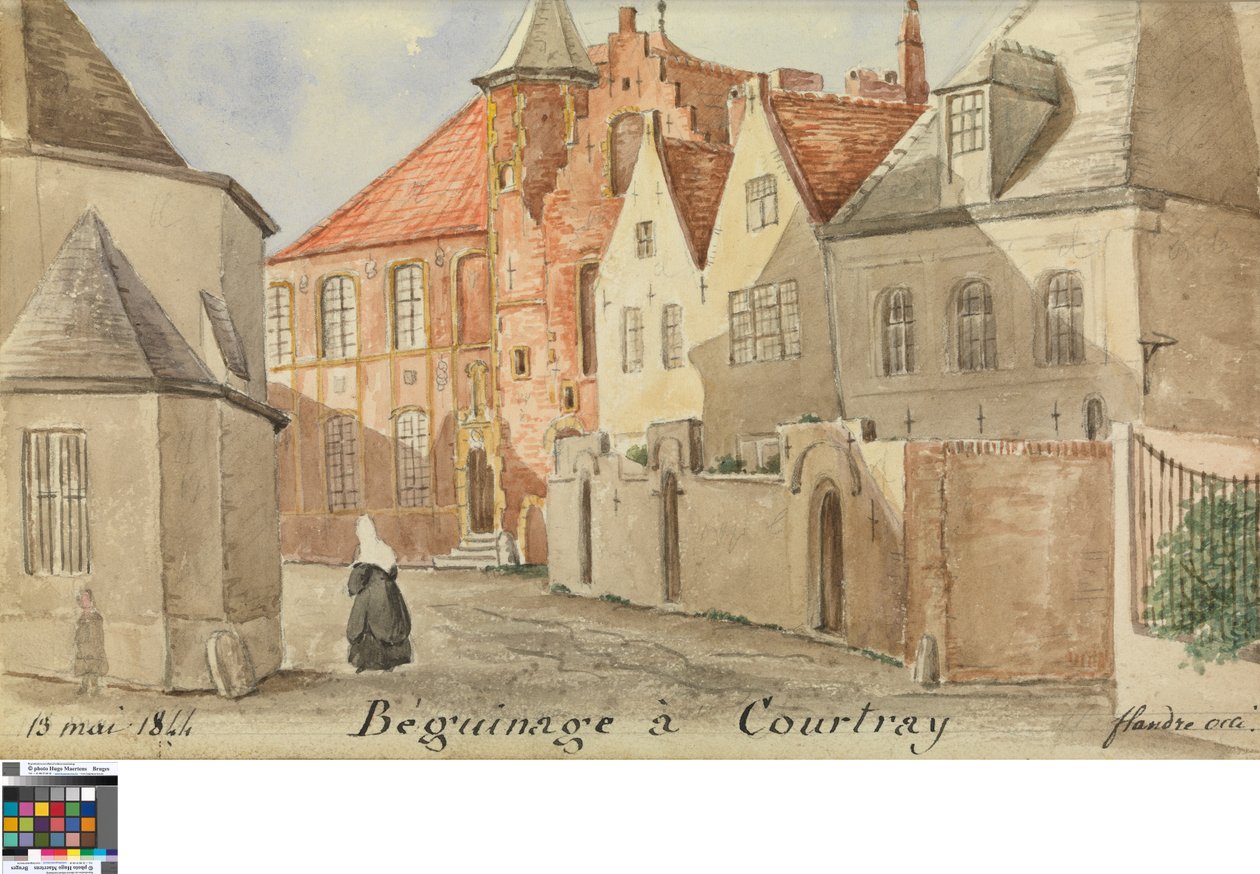 Beguinage i Courtray av Philippe Auguste de Peellaert
