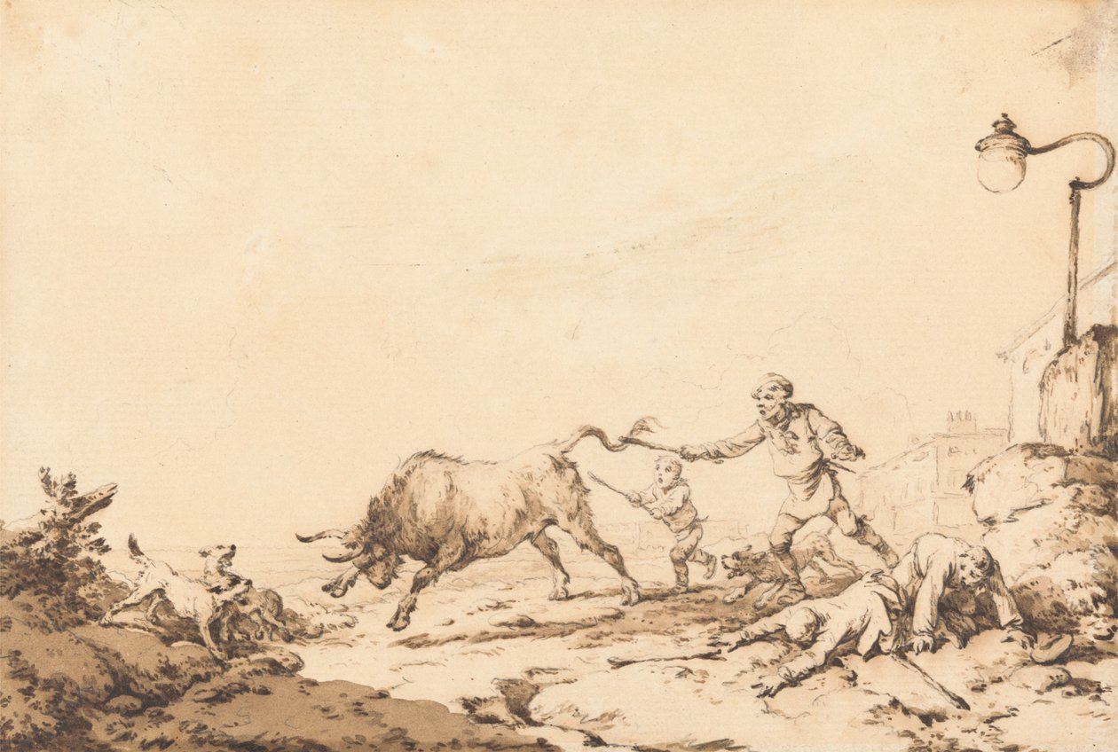 En tjurladdning av Philippe Jacques de Loutherbourg