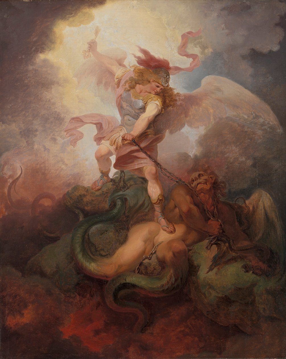Ängeln som binder Satan av Philippe Jacques de Loutherbourg