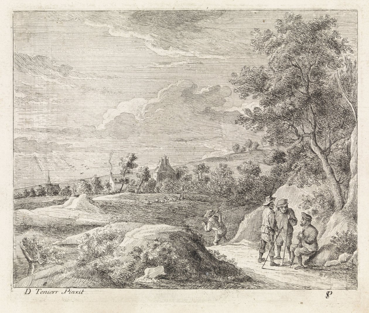 Landskap med fyra vandrare av Philippe Lambert Joseph Spruyt