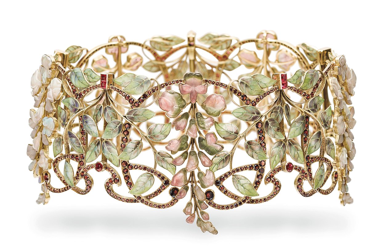 Art Nouveau multi-pärla och emalj 