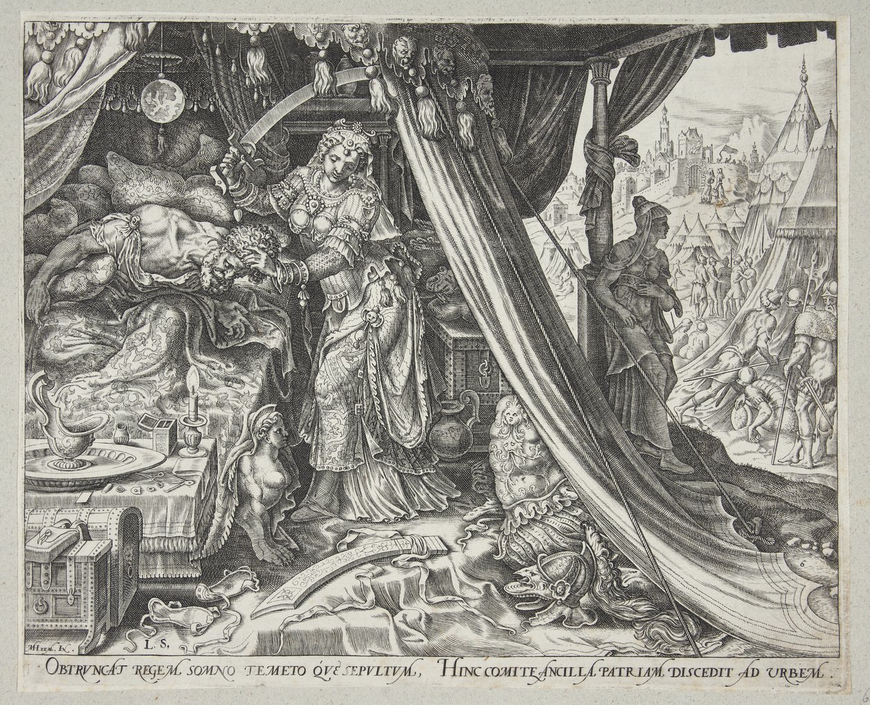 Judith dödar Holofernes av Philips Galle