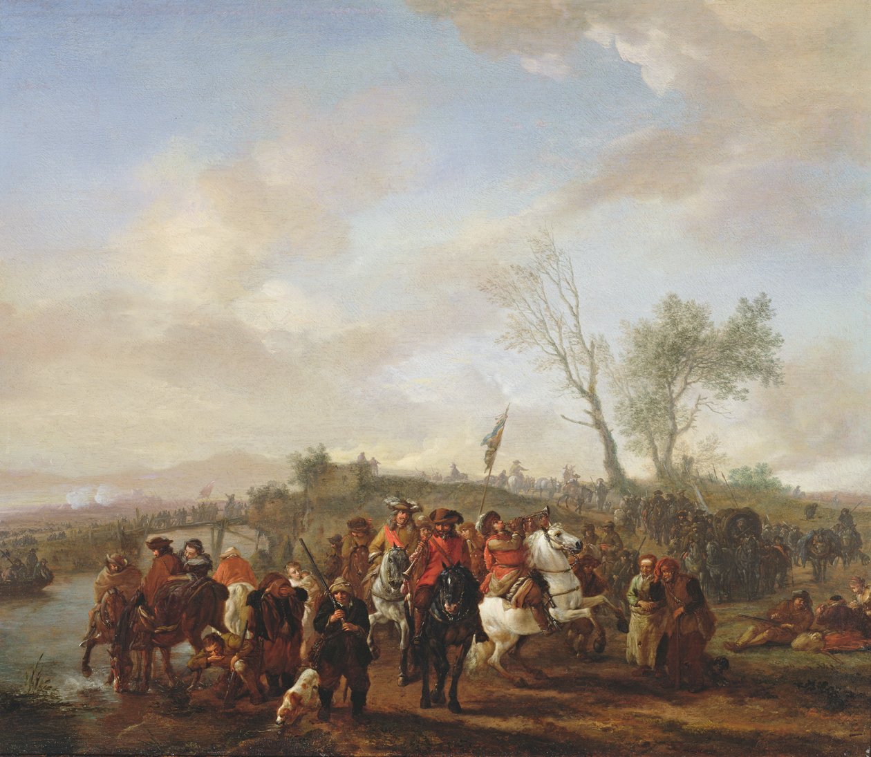 En armé på marsch (panel) av Philips Wouwerman