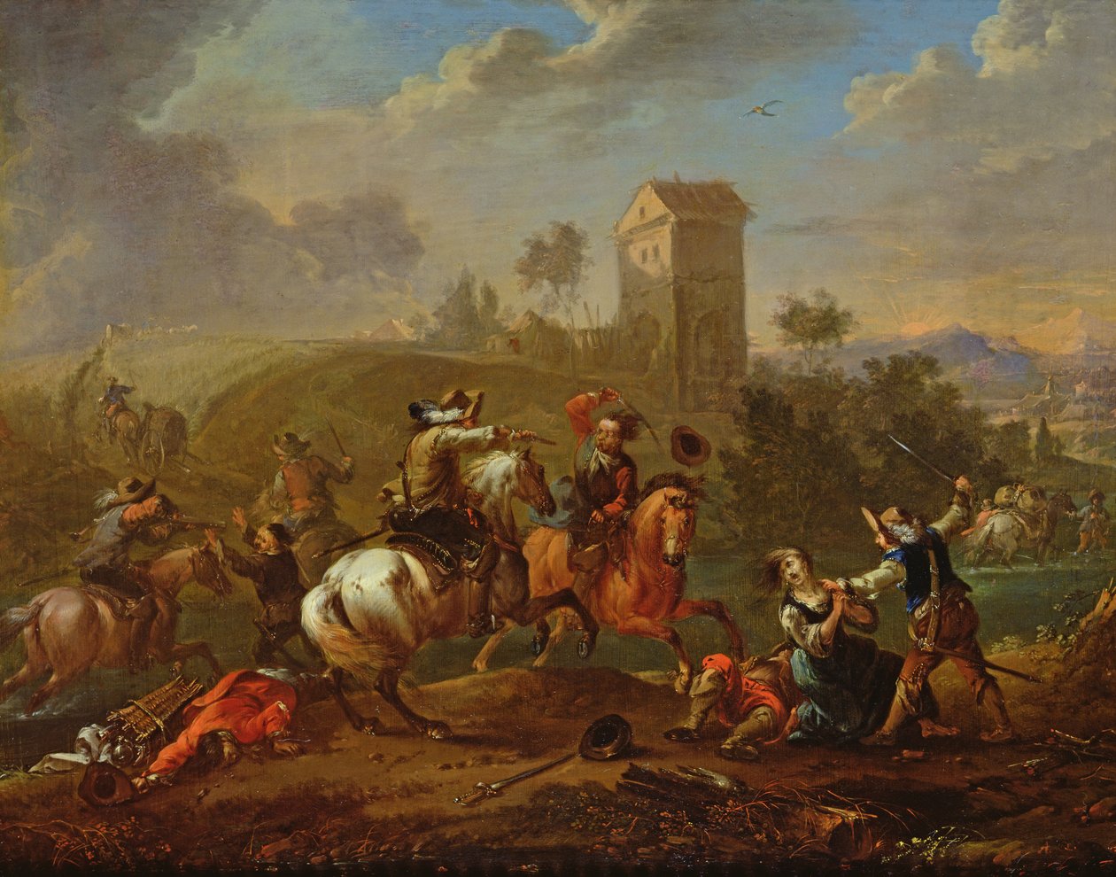 Bandits scen av Philips Wouwerman