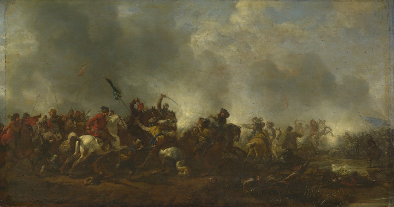 Kavalleri anfaller infanteri, 1656-1668 av Philips Wouwerman