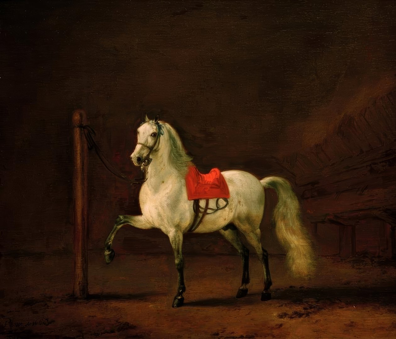 En vit häst i stallet av Philips Wouwerman