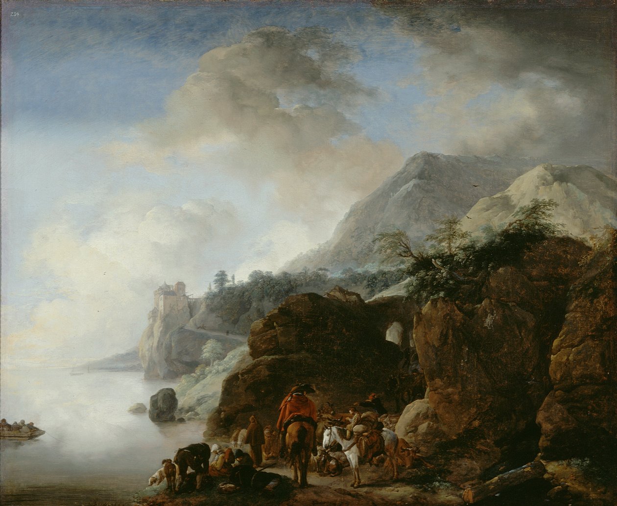 Resenärer som väntar på en färja av Philips Wouwerman