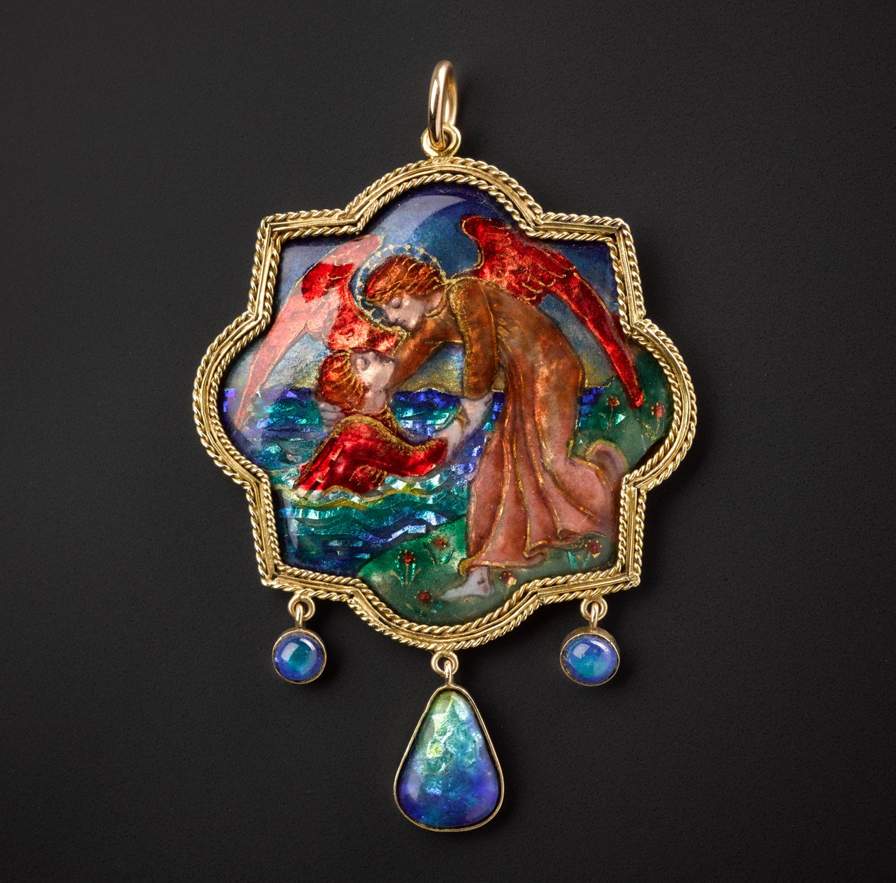 Out of the Deep Pendant, 1908 (guld och emalj) av Phoebe Anna Traquair