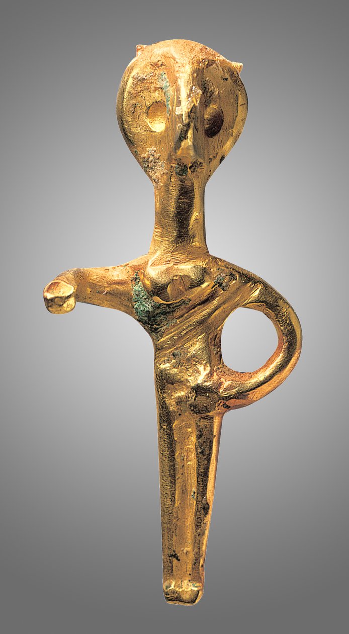 Statyett av en kvinnlig gudom, c.2000-1550 f.Kr. (guld) av Phoenician