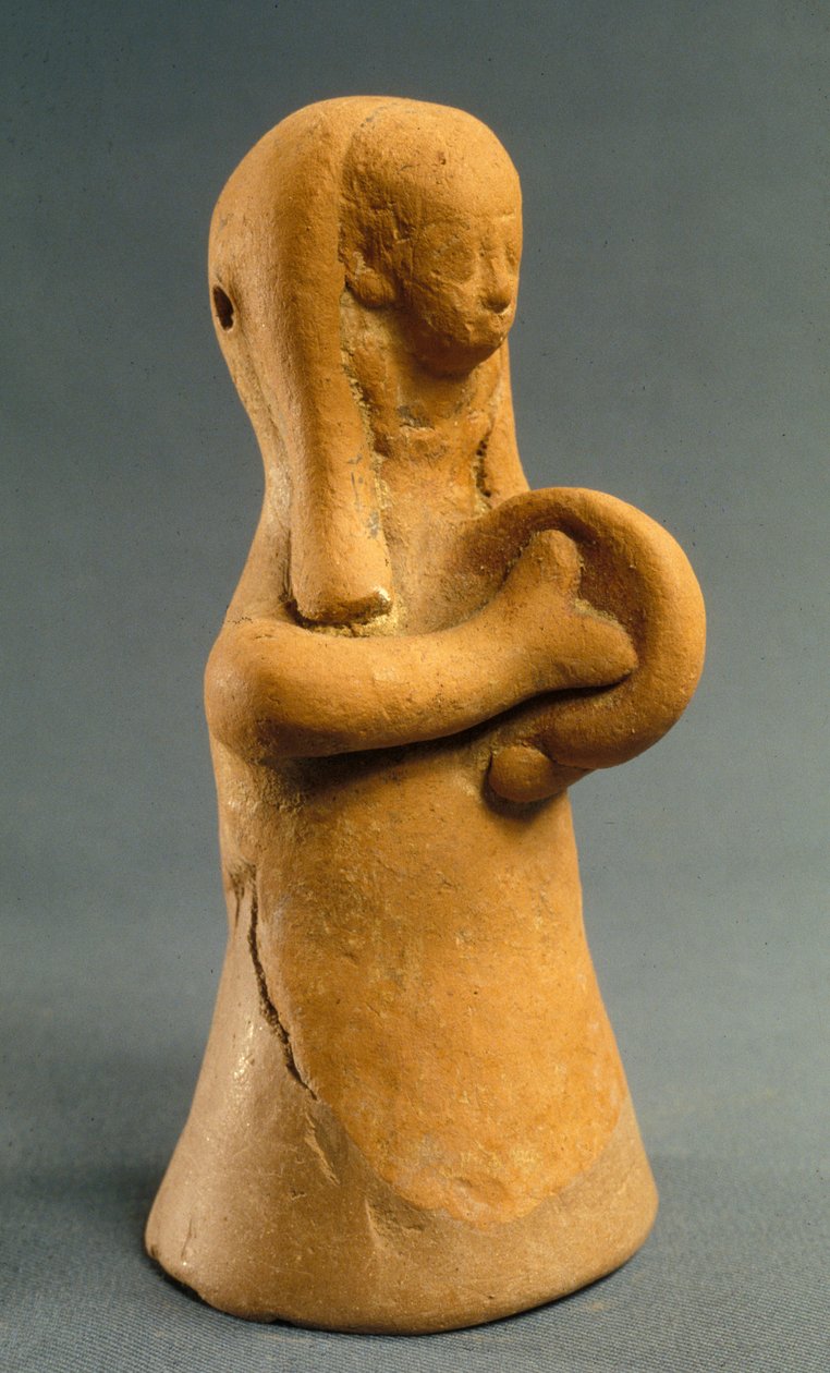 Figur av en kvinna som spelar cymbaler (lera) av Phoenician
