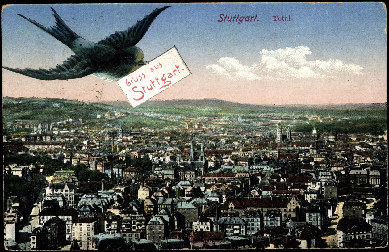 Stuttgart, vy över staden med svala av Photographer German