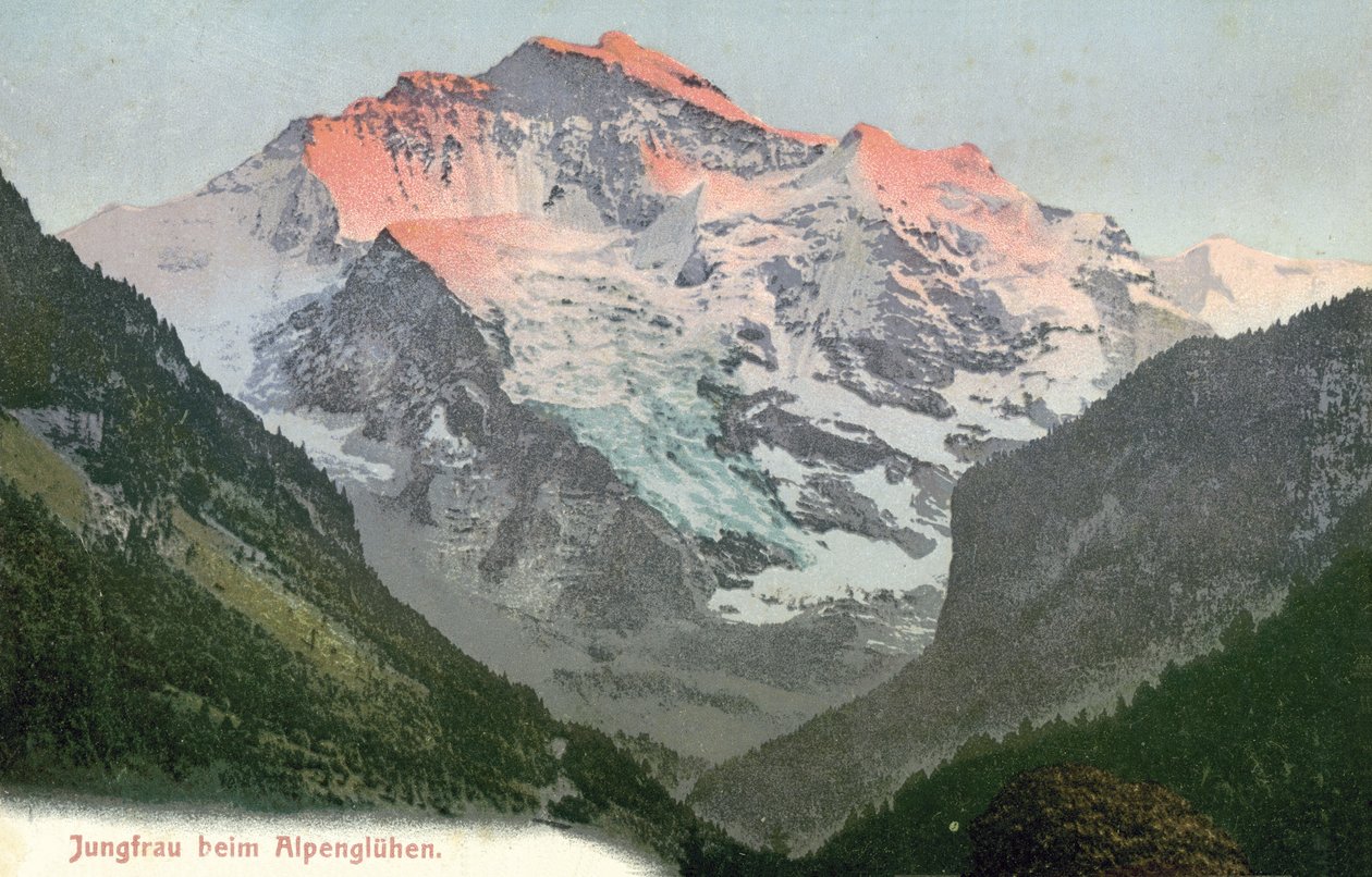 Alpenglow, Jungfrau, Schweiz (färgfoto) av Photographer Swiss