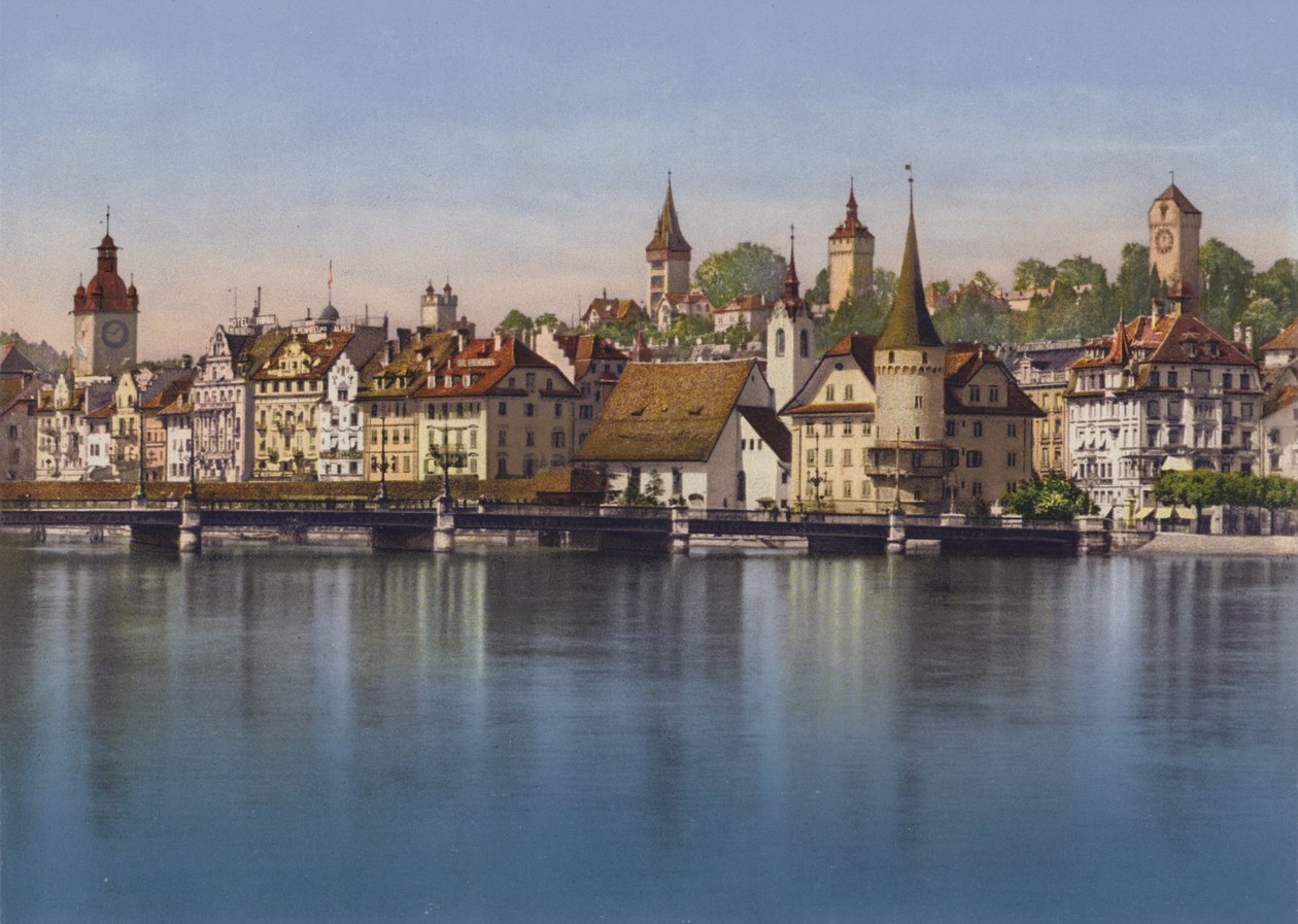 Gamla Luzern, Seebrucke och Musegg (färgfoto) av Photographer Swiss
