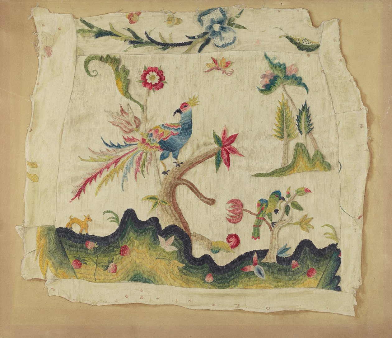 Crewel broderad stolsits, ca. 1936. av Phyllis Dorr