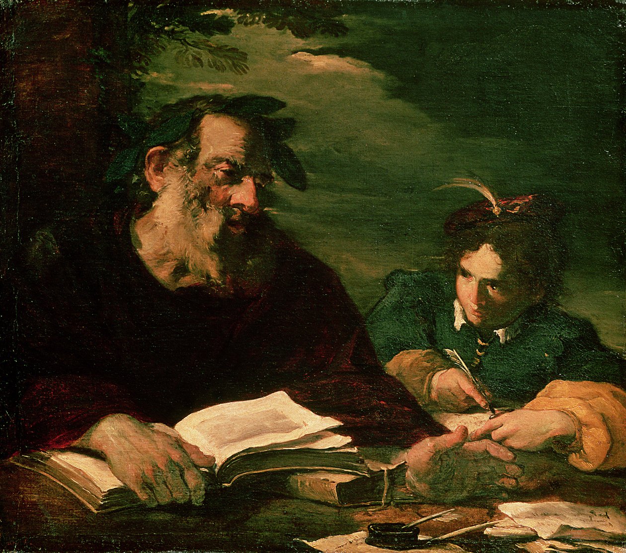 Homer dikterar sin dikt av Pier Francesco Mola