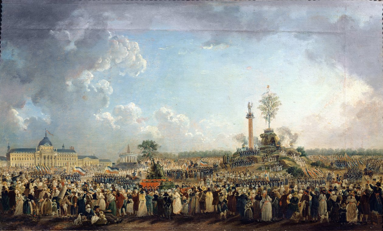Högsta väsendets festival på Champ de Mars, 8 juni 1794 (20 Prairial Year II) av Pierre Antoine Demachy