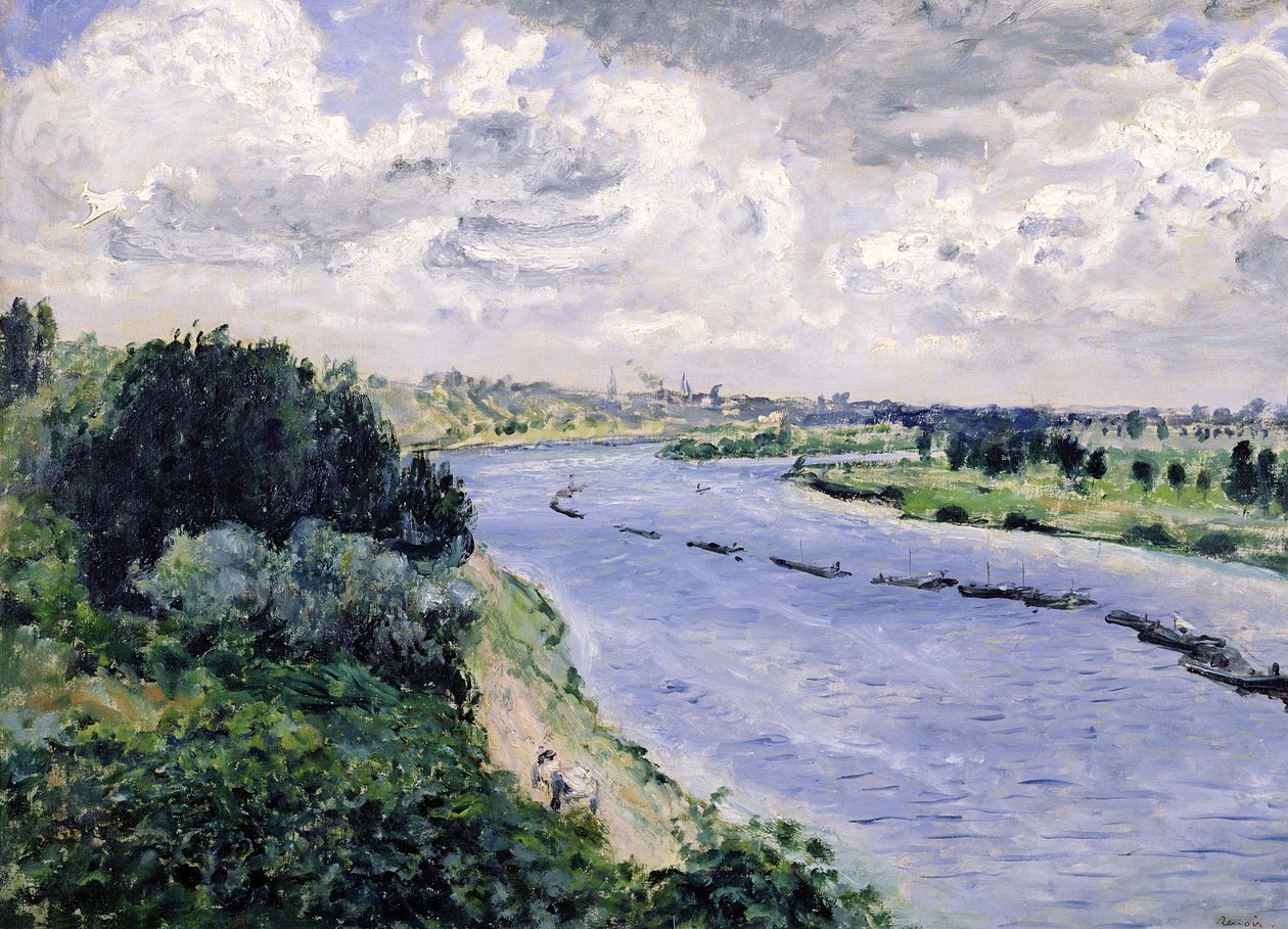 Pråmar på Seine, c.1869 av Pierre Auguste Renoir