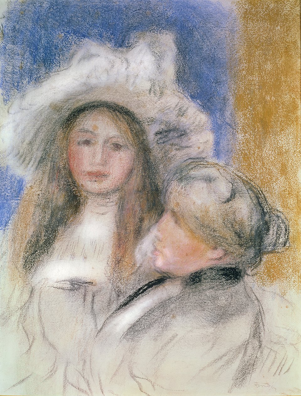 Berthe Morisot (1841-95) och hennes dotter Julie Manet (1878-1966) (pastell på papper) av Pierre Auguste Renoir