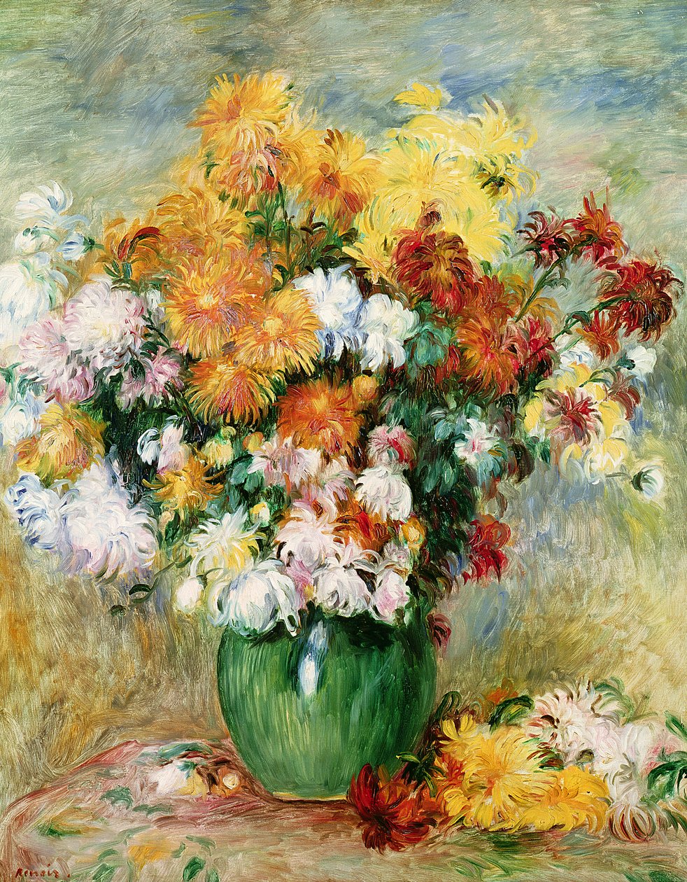 Krysantemumbukett, ca 1884 av Pierre Auguste Renoir