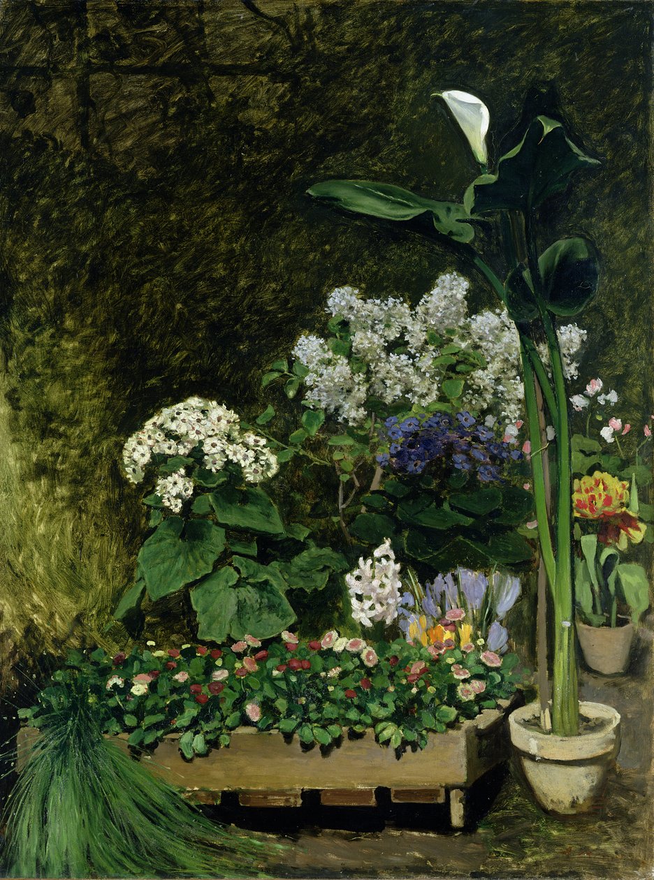 Blommor i ett växthus, 1864 av Pierre Auguste Renoir