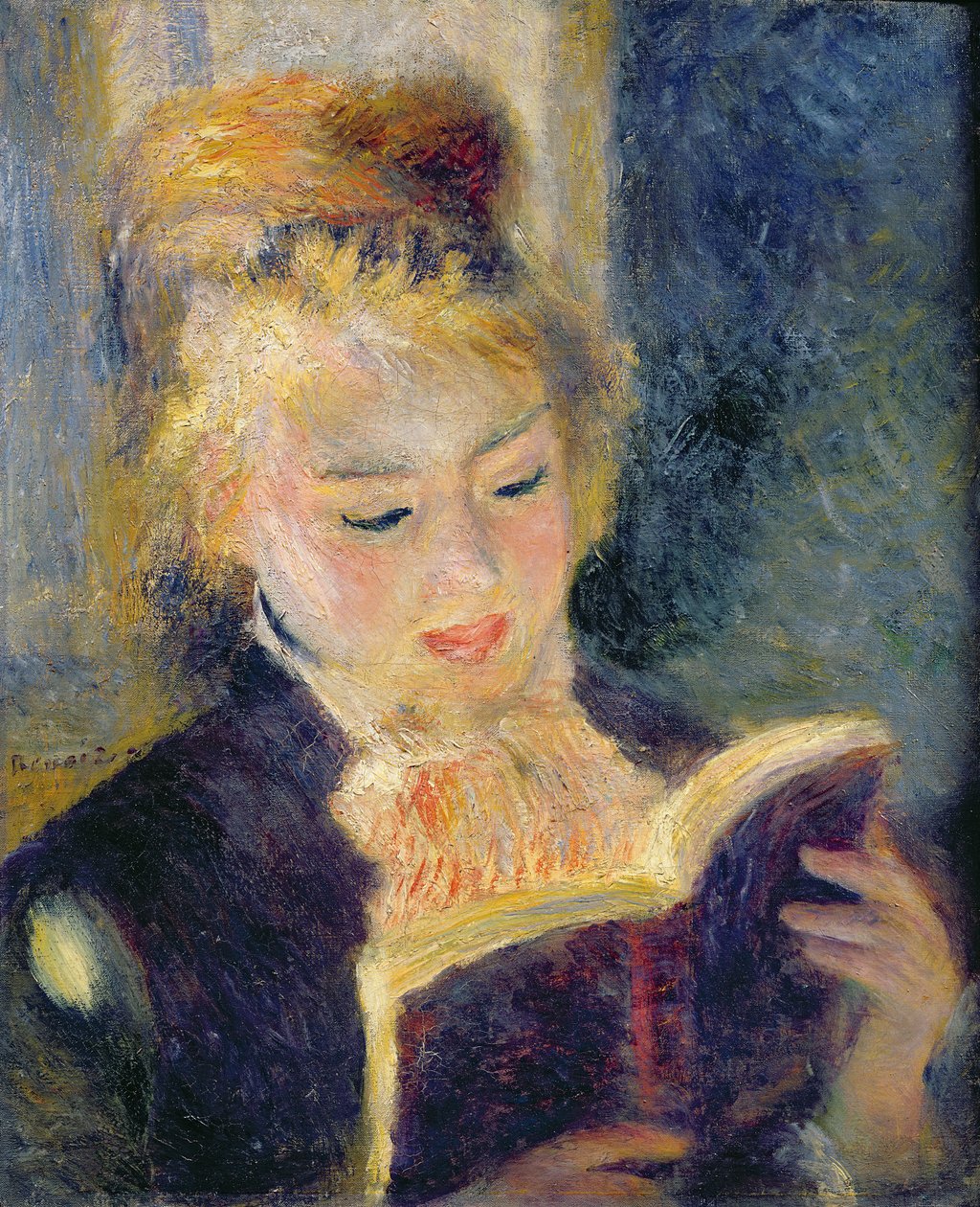 Flickläsning, 1874 av Pierre Auguste Renoir