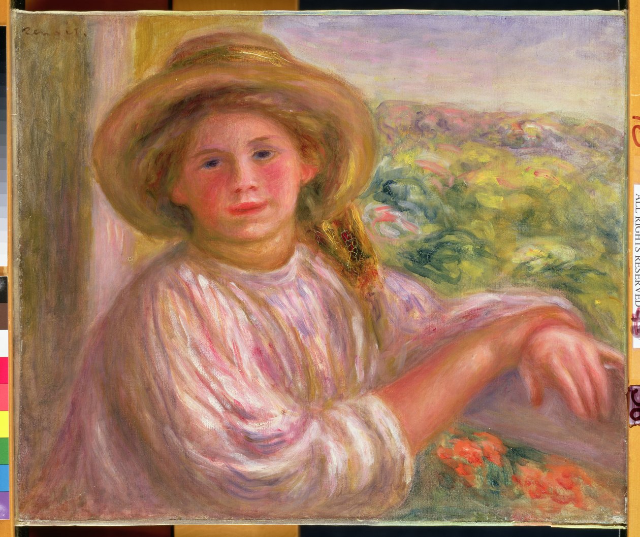 Flicka på en balkong i Cagnes, 1911 av Pierre Auguste Renoir