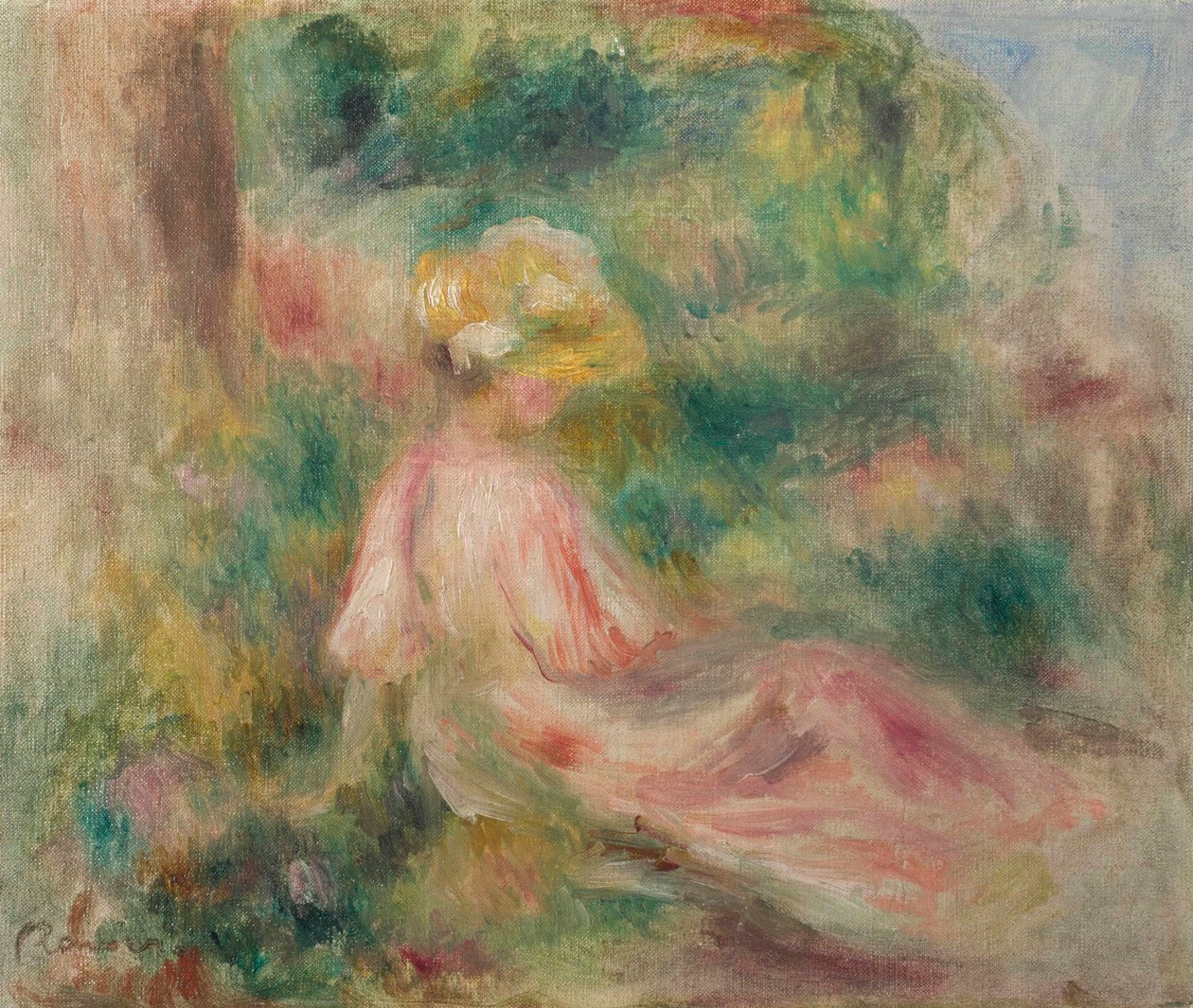 Ung flicka på en äng av Pierre Auguste Renoir