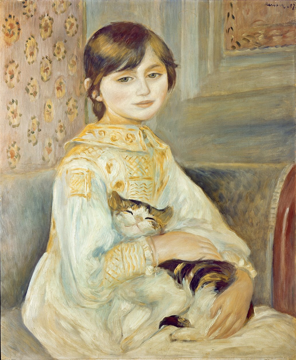 Julie Manet med katt, 1887 av Pierre Auguste Renoir