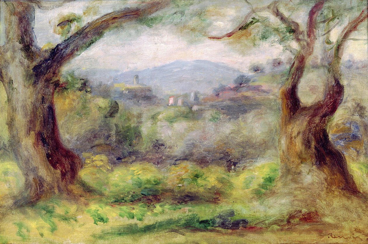 Landskap vid Les Collettes, 1910 av Pierre Auguste Renoir