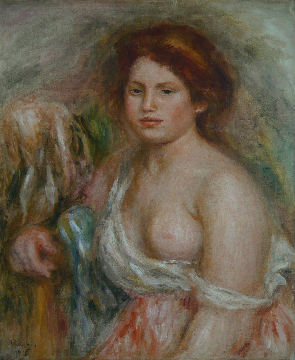 Portrait de modèle en buste av Pierre Auguste Renoir