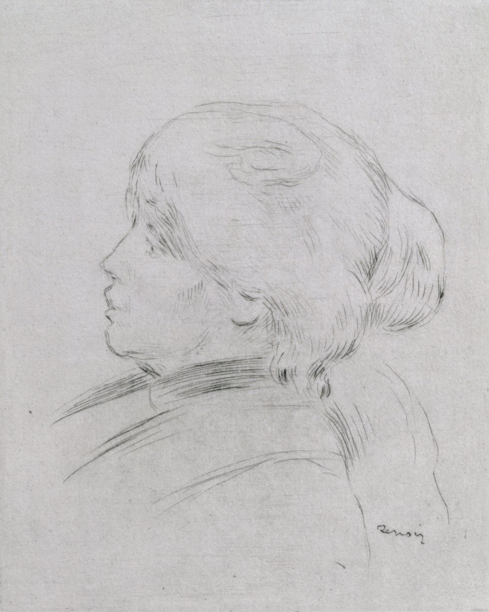 Porträtt av Berthe Morisot (1841-95) 1892-3, pub. 1924 (torrnål) av Pierre Auguste Renoir