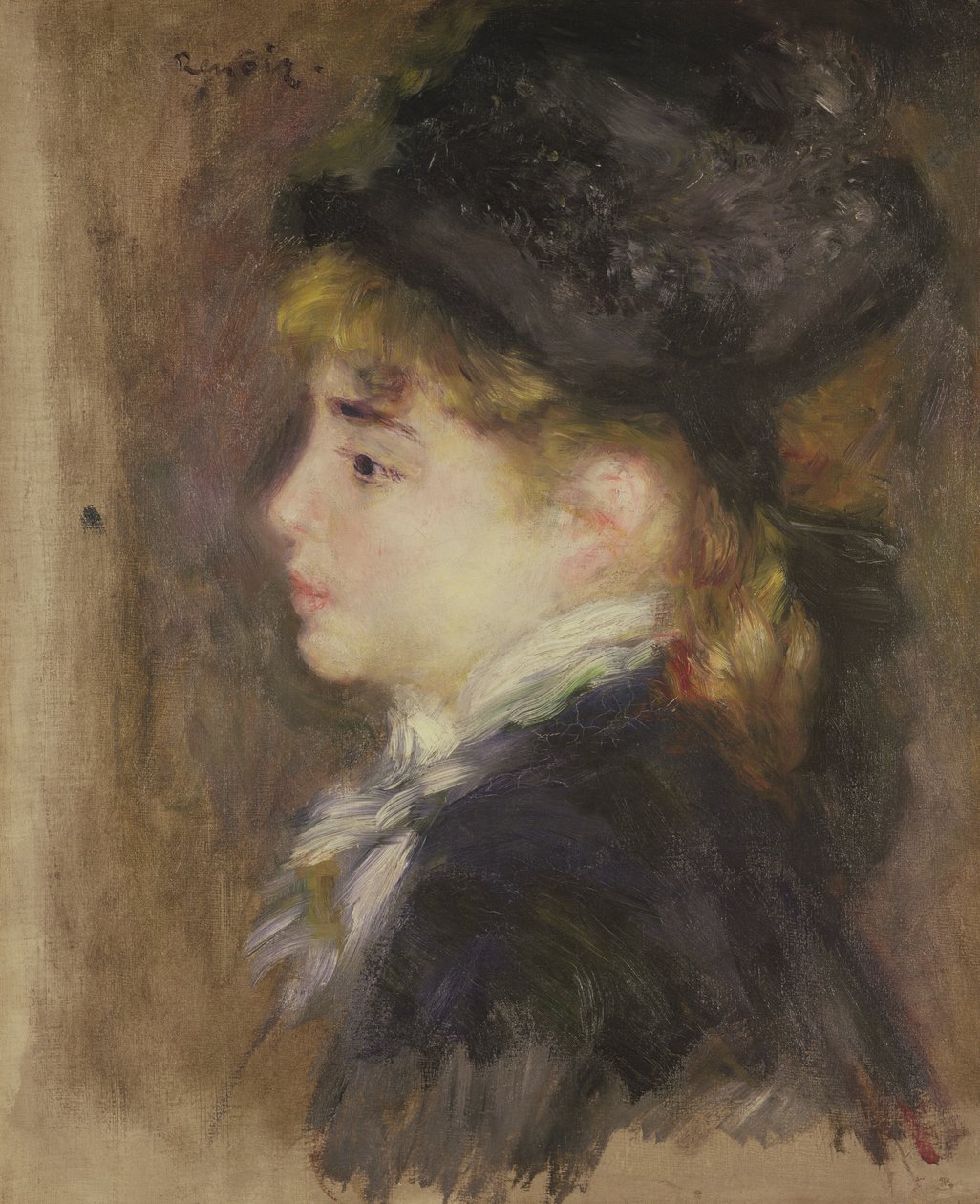 Porträtt av en kvinna, möjligen Margot, c.1876-78 av Pierre Auguste Renoir